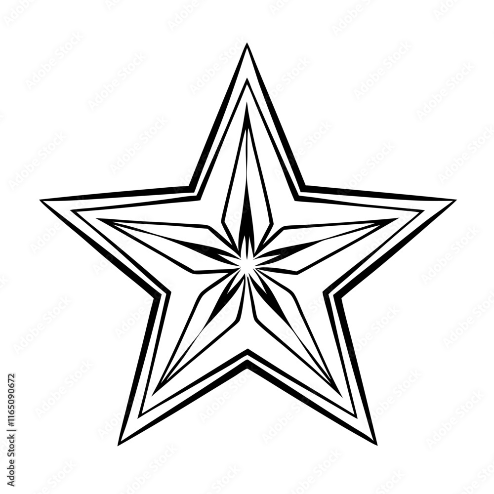 Obraz premium Five-pointed star outline graphic design on white background with copy space