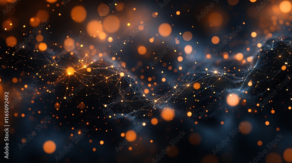 Obraz premium Digital particles swirling in a cosmic dance in the void of space