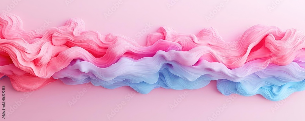Fototapeta premium Droplets abstract background idea. Vibrant pastel fabric in flowing waves of pink and blue on a soft background.