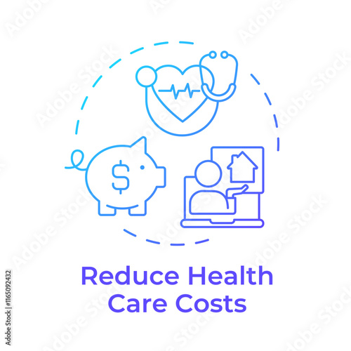 Reduce health care costs blue gradient concept icon. Lower prices for medical service. Benefit of telehealth. Round shape line illustration. Abstract idea. Graphic design. Easy to use in booklet