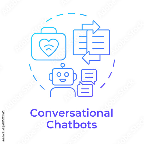 Conversational chatbots blue gradient concept icon. Answering health related question. Telehealth patient support. Round shape line illustration. Abstract idea. Graphic design. Easy to use in booklet