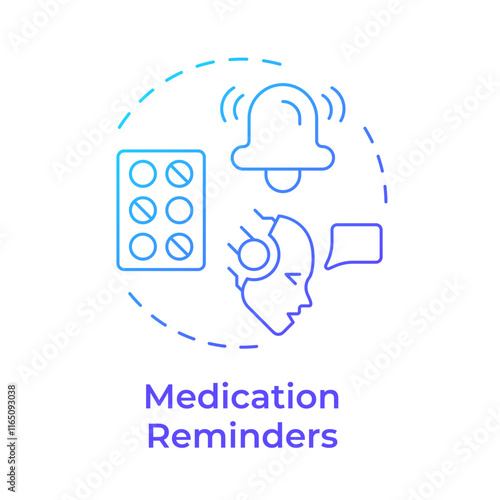 Medication reminders blue gradient concept icon. pharmacy information provide. Healthcare chatbot use case. Round shape line illustration. Abstract idea. Graphic design. Easy to use in presentation