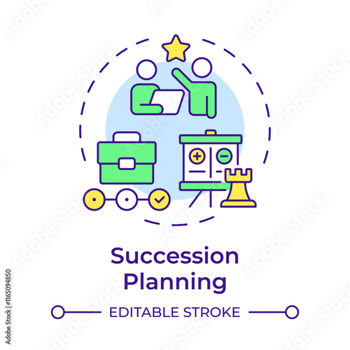 Payroll processing multi color concept icon. Calculating employees wages. Human resource information system. Round shape line illustration. Abstract idea. Graphic design. Easy to use in presentation photo