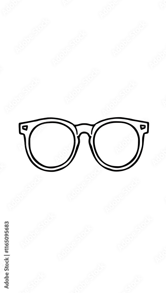 A thick-lined doodle of a pair of glasses with round frames, drawn in bold outlines without any fill color, placed on a plain white background.
A thick-lined doodle of a pair of glasses with round frames, drawn in bold outlines without any fill color, placed on a plain white background.
