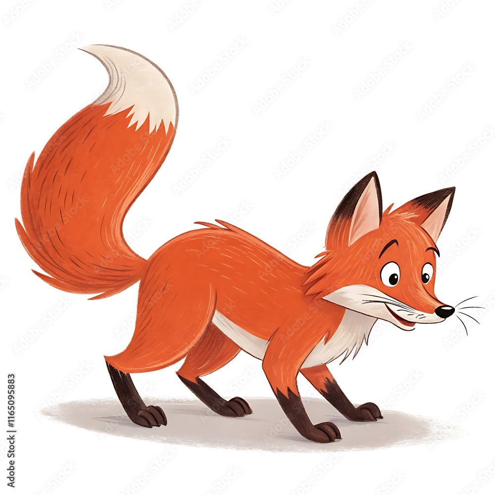 A playful red fox with a bushy tail, crouched as if ready to pounce, its vibrant orange fur bright against a transparent background.ai generative A playful red fox with a bushy tail, crouched as if ready to pounce, its vibrant orange fur bright against a transparent background.ai generative