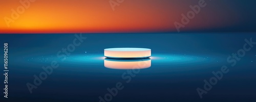 Sparkle abstract background concept. A modern light glowing over a serene surface at dusk with vibrant colors. photo