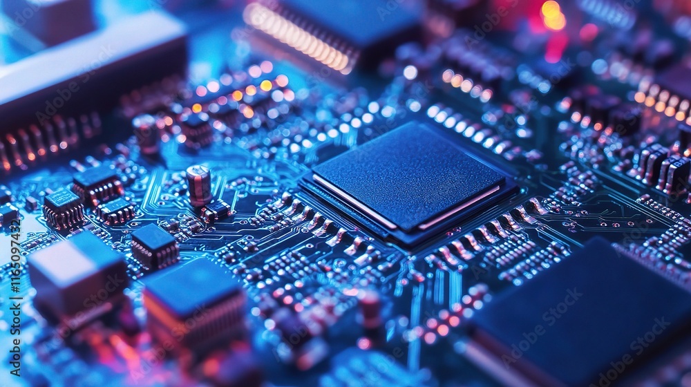 Engineers Inspecting Digital Circuit Board in High-Resolution Image Engineers Inspecting Digital Circuit Board in High-Resolution Image