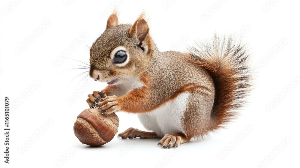 Fototapeta premium Curious Squirrel Holding an Acorn