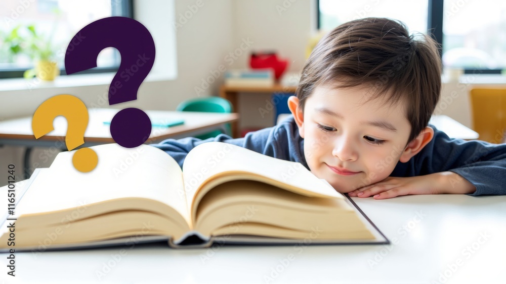 Young child facing challenges while studying in classroom, symbolizing perseverance and determination in overcoming academic difficulties. Young child facing challenges while studying in classroom, symbolizing perseverance and determination in overcoming academic difficulties.