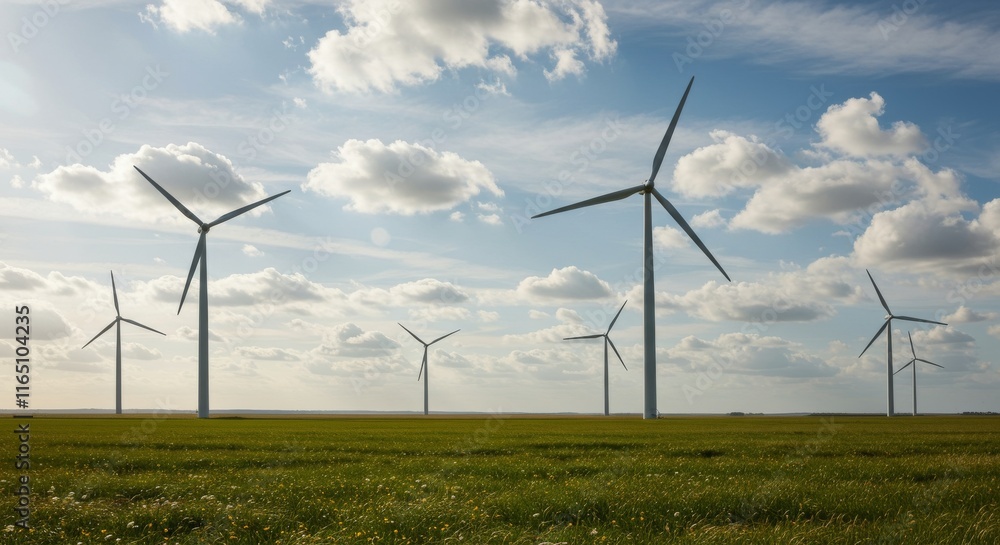 Wind turbines in a scenic field: harnessing renewable energy from nature's power Wind turbines in a scenic field: harnessing renewable energy from nature's power