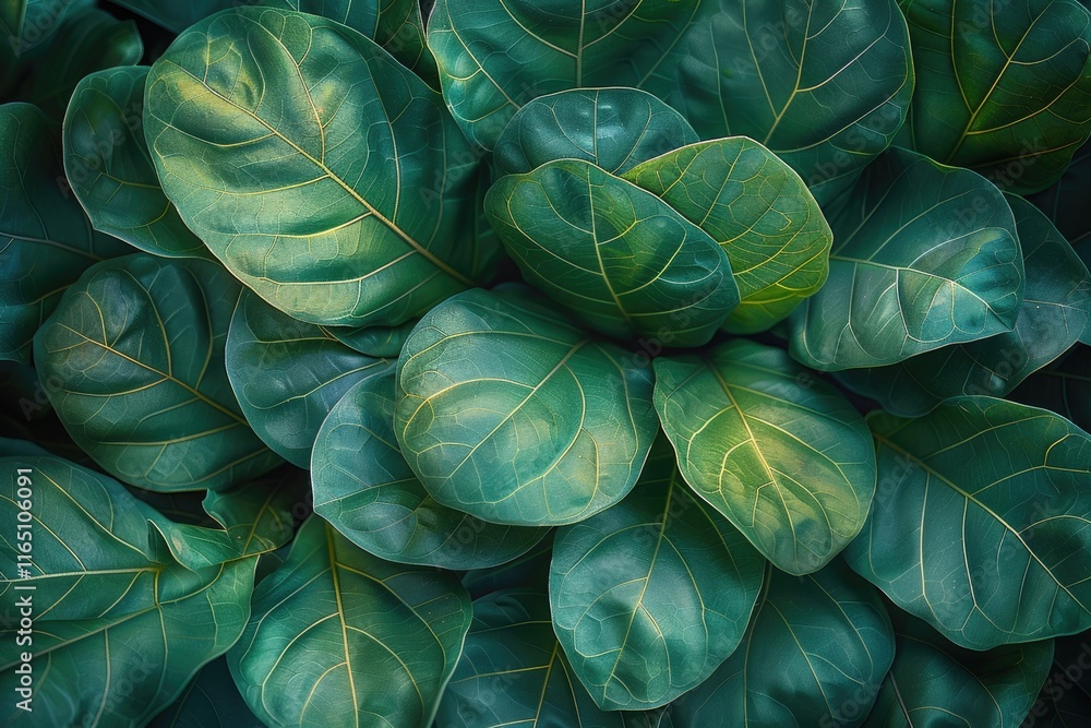 Obraz premium Close up of a Fiddle-leaf fig plant 32k uhd