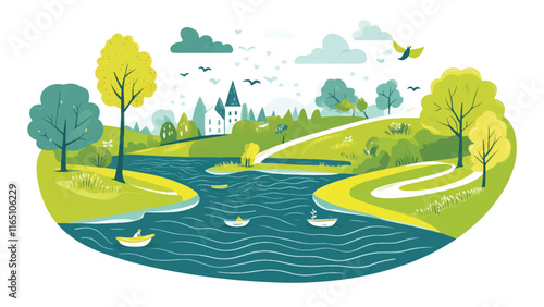 illustration of River landscapes