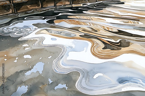 Wallpaper Mural Abstract Watercolor Painting of Rippling Water Reflecting Light and Shadows. Torontodigital.ca