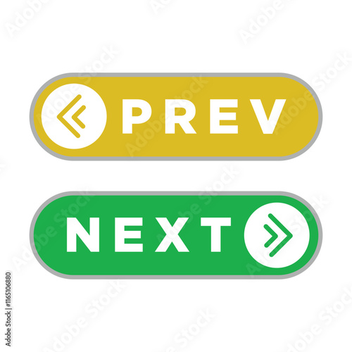 Next and previous button. Prev, next icon. Web buttons with arrows prev and next.