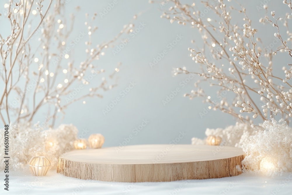 Fototapeta premium Elegant Winter Stage Design with Soft Lighting and Intricate Details