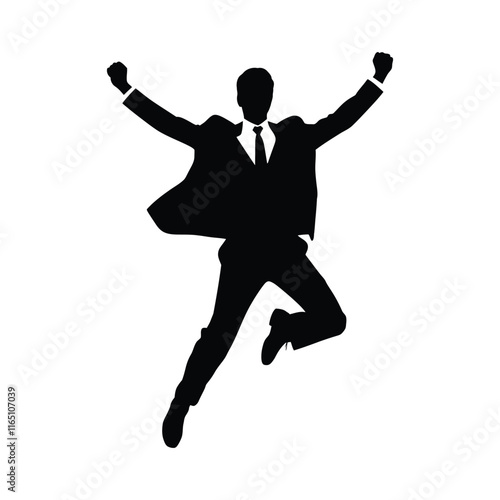 Business man jumping pose vector silhouette