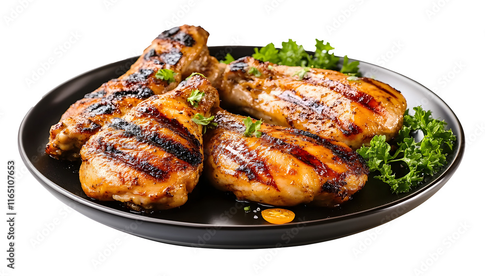 delicious plate of grilled chicken isolated on a transparent background delicious plate of grilled chicken isolated on a transparent background