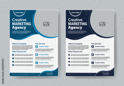 Creative Marketing Agency , 2 colour design , layout templeate