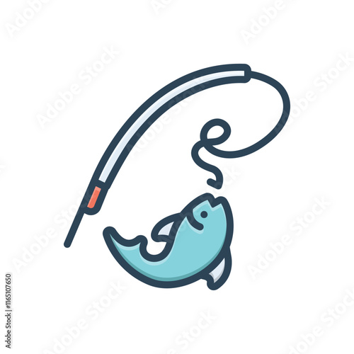 Color illustration icon for fishing