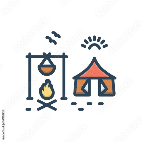 Color illustration icon for survival