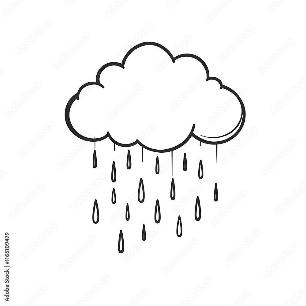A thick-lined doodle of a cloud with raindrops falling from it, drawn in bold outlines with no fill color, placed on a plain white background.
A thick-lined doodle of a cloud with raindrops falling from it, drawn in bold outlines with no fill color, placed on a plain white background.