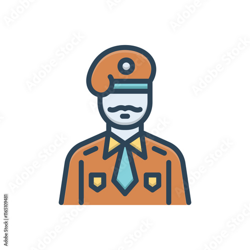 Color illustration icon for soldier