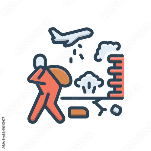 Color illustration icon for refugee