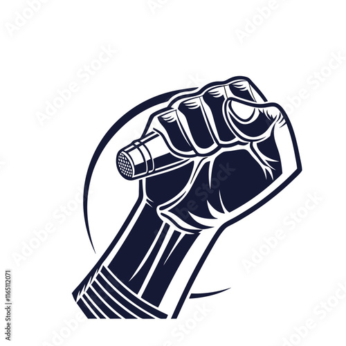 illustration of the iconic protester raised fist isolated on white background 