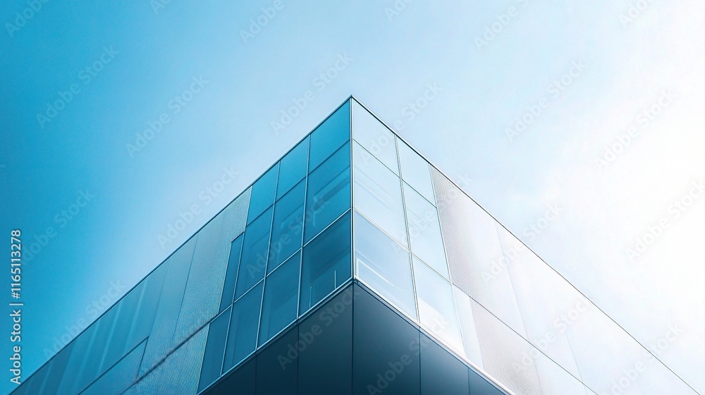 Modern Steel Structure Against Bright Blue Sky with Clear Lines Modern Steel Structure Against Bright Blue Sky with Clear Lines