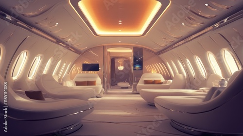 Luxury Private Jet Interior  Opulent Comfort and Sophistication