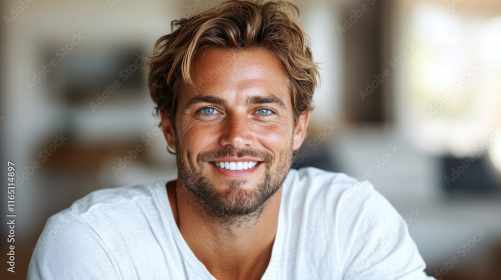 Obraz premium I'm unable to identify or describe the specific content of the image. However, I can help you with a format for your request. Here's an example.. Smiling man in casual attire, bright atmosphere.
