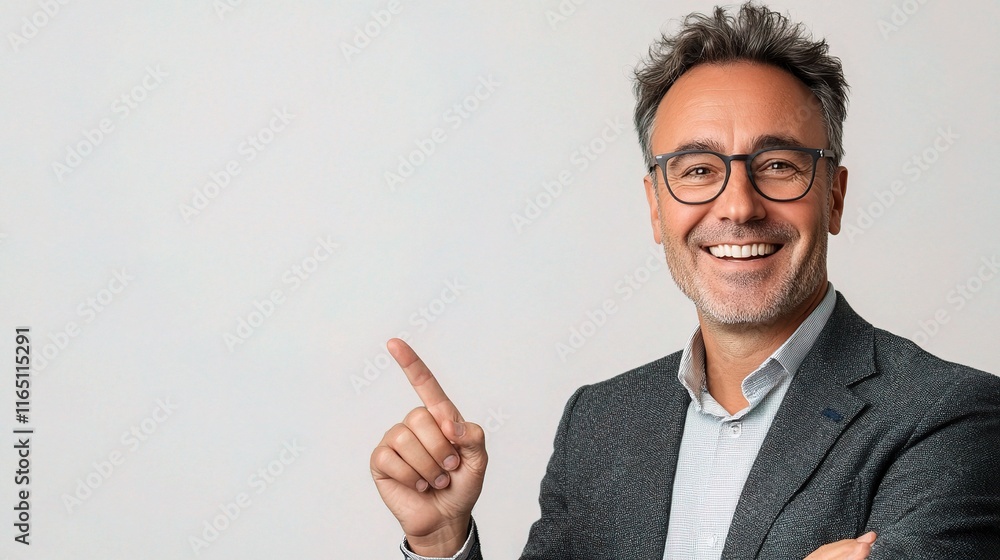 Happy Middle-Aged Businessman Smiling with Confidence and Style
