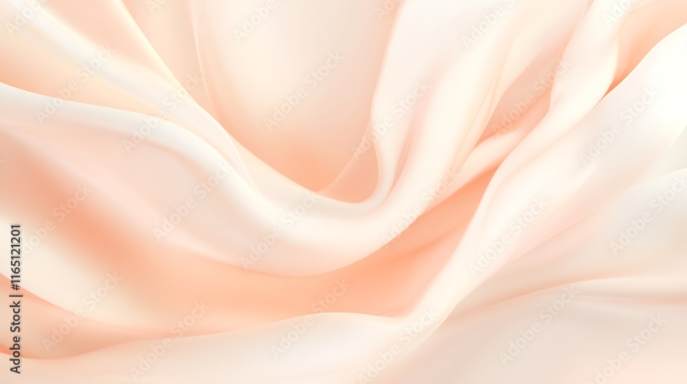 Peach Colored Fabric Draped in Soft Waves Peach Colored Fabric Draped in Soft Waves