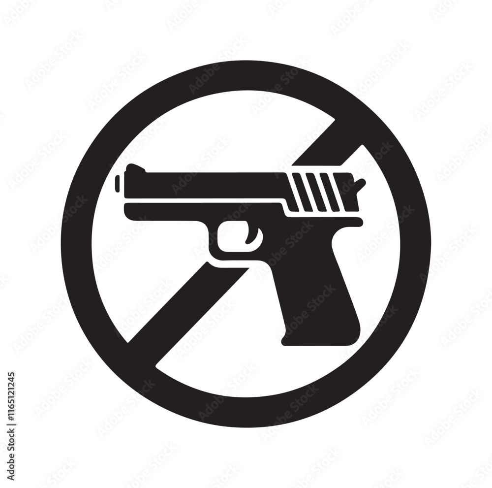 No Gun sign silhouette vector illustration No Gun sign silhouette vector illustration