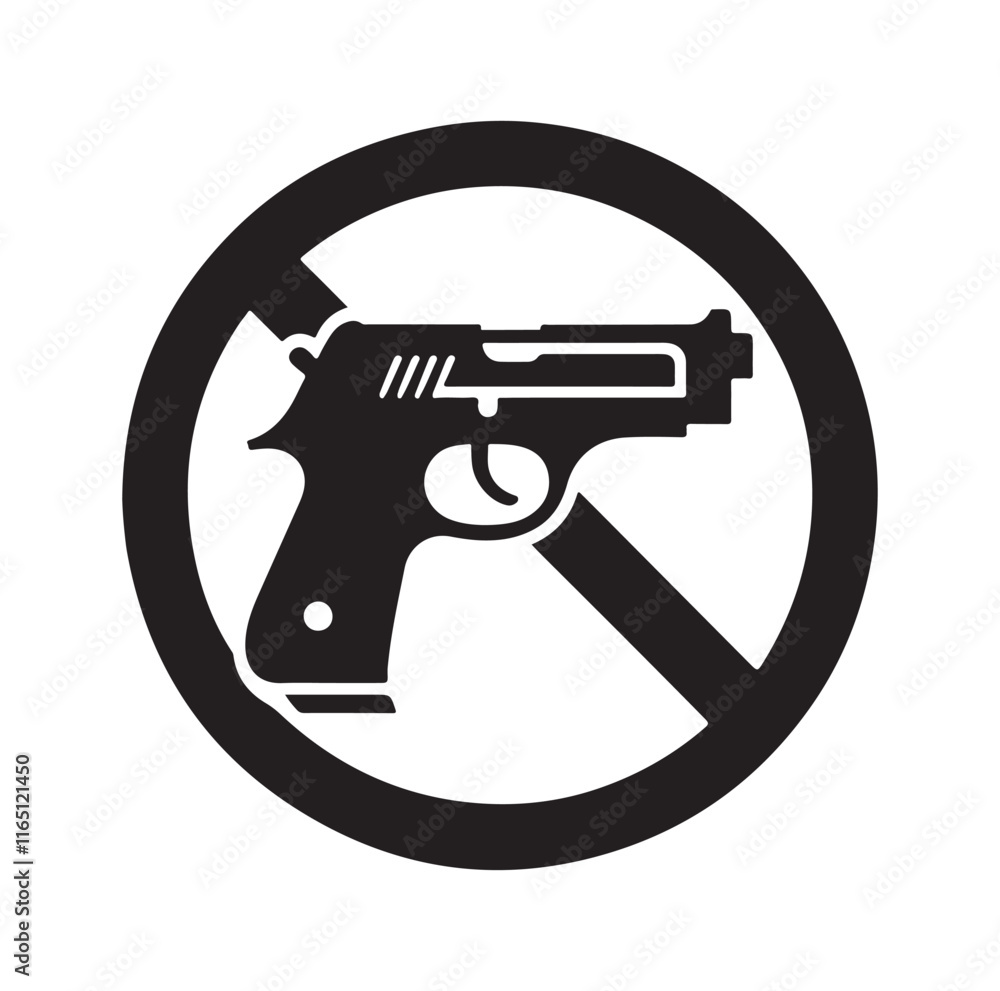 No Gun sign silhouette vector illustration No Gun sign silhouette vector illustration