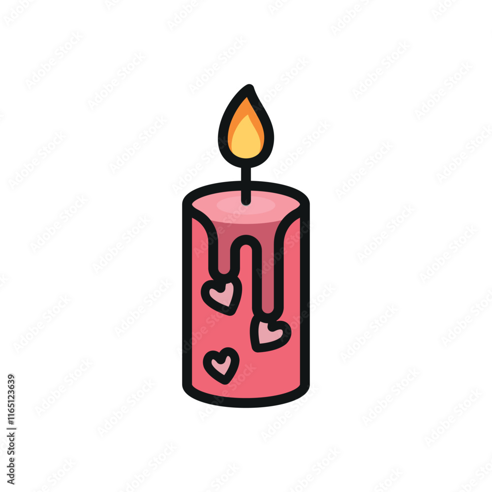 Obraz premium Valentine Candle Icon showcases an elegant and glowing style, ideal for highlighting cozy atmospheres, heartfelt gifts, or romantic ambiance