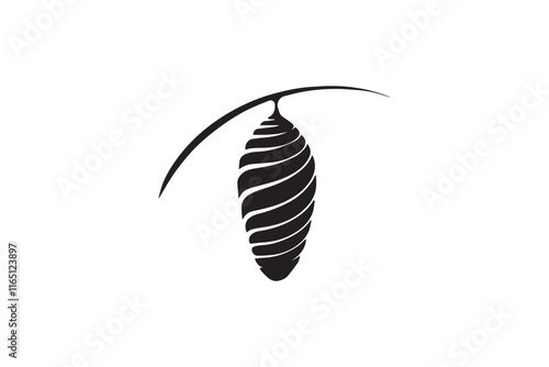 simple and unobtrusive Cocoon black and white vector silhouette illustration isolated in white background
