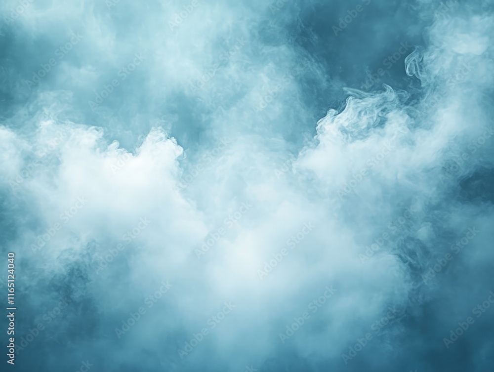 Obraz premium Abstract teal and white smoke clouds, swirling texture background.