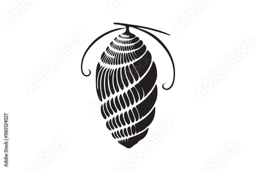 simple and unobtrusive Cocoon black and white vector silhouette illustration isolated in white background
