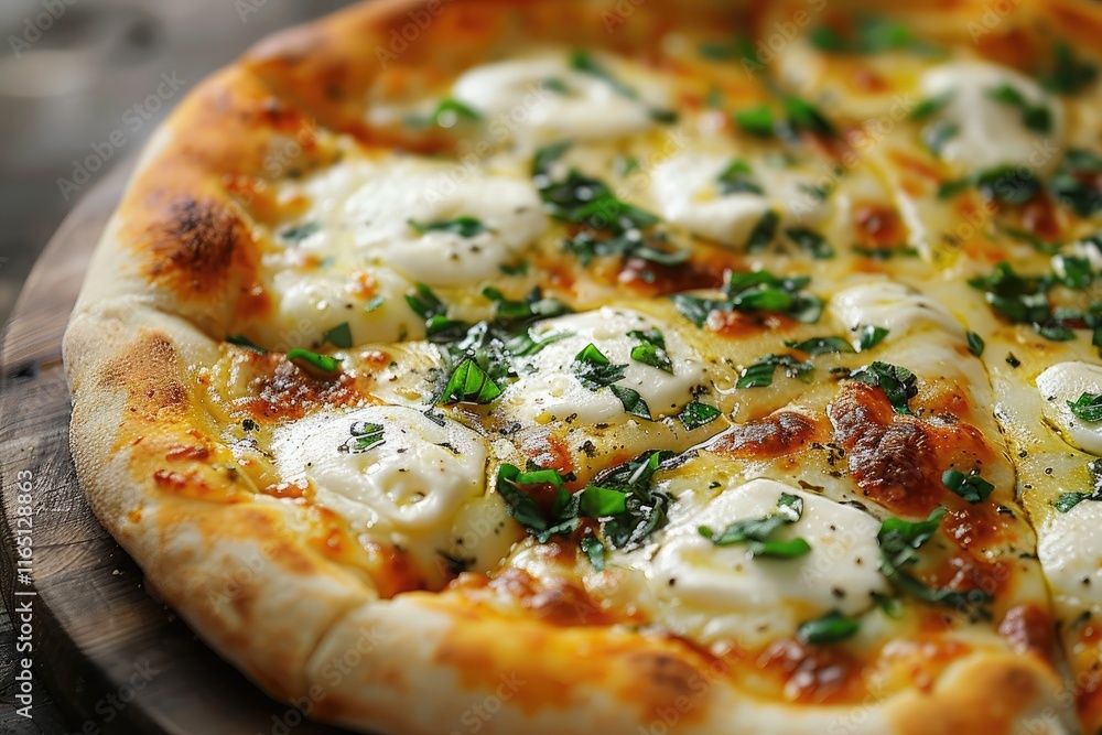 Golden crispy pizza with melted mozzarella cheese Golden crispy pizza with melted mozzarella cheese