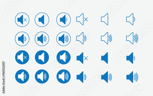 Blue color speaker sound   icon symbol sign for loudspeakers and volume
