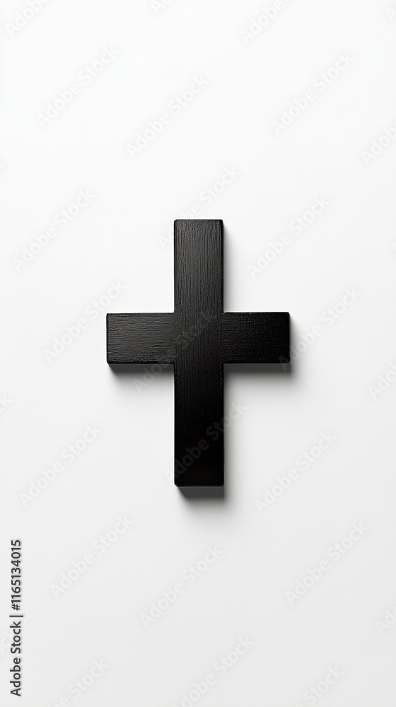 Obraz premium A Striking Black Cross Symbol, a Simple yet Powerful Design for Modern Decor, Perfect for Spiritual Spaces or Contemporary Art Collections