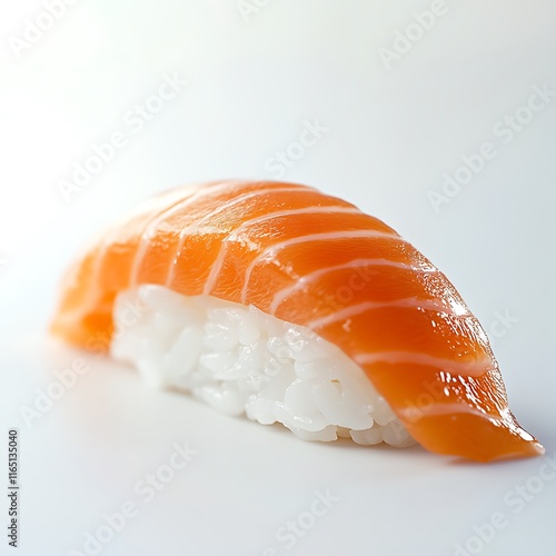 Savoring fresh salmon sushi culinary delight japanese cuisine food presentation minimalist style gourmet experience photo