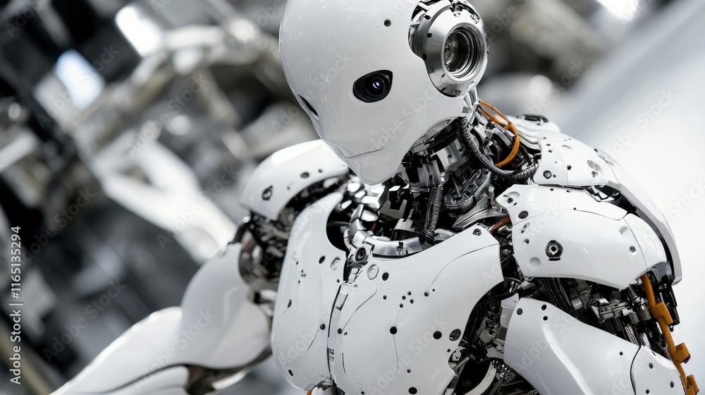 Fototapeta premium Futuristic Robot in High-Tech Environment