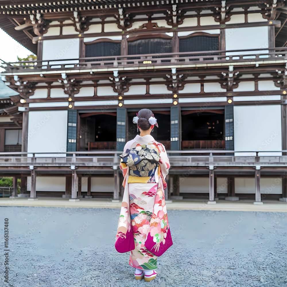 Fototapeta premium Traditional Japanese New Year Temple Visit