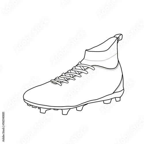 Technical sketch drawing of football shoes or soccer vector template, front, and side view, isolated on a white background, suitable for your custom football shoe design, editable color and stroke.