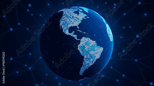 Global Network Earth depicted as a digital data sphere.