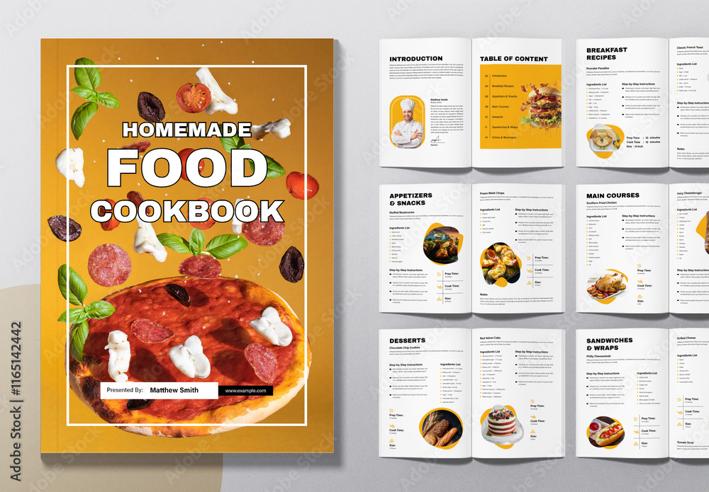 Homemade Cookbook Template Layout Шаблон Stock | Adobe Stock