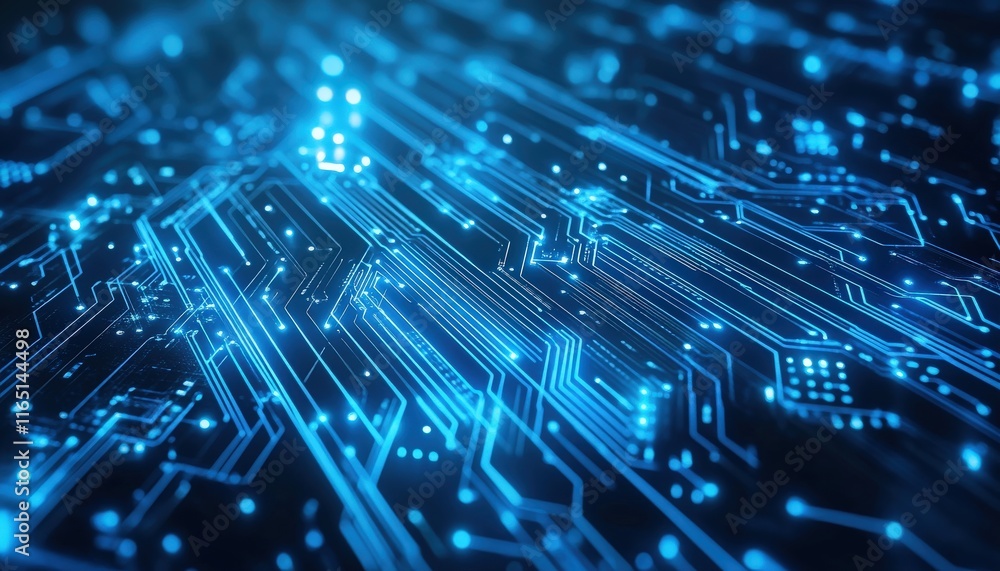 Abstract Futuristic Circuit Board Glowing Blue Technology Background Abstract Futuristic Circuit Board Glowing Blue Technology Background