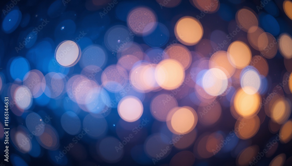 Fototapeta premium Abstract blue background with bokeh lights and a gold shiny festive design
